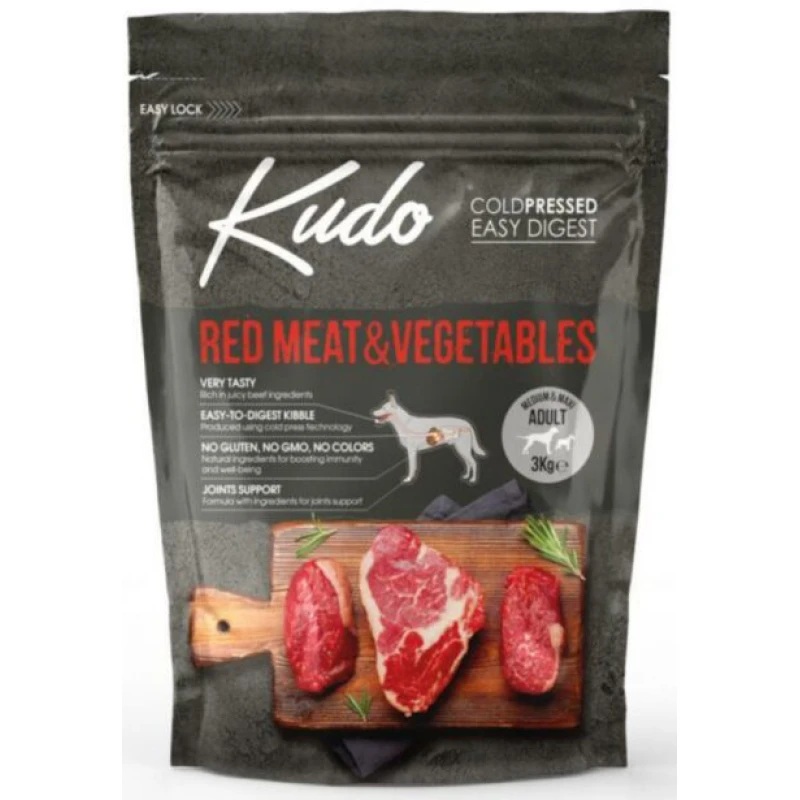 Kudo Medium & Maxi Adult Red Meat Vegetables 3kg
